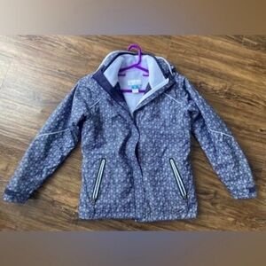 Columbia Kids Blue Patterned Raincoat with Fleece Lining